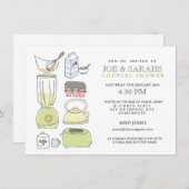台所カップルのブライダル・シャワーの招待に貯蔵して下さい 招待状 (正面/裏面)