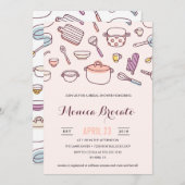 台所シャワーのブライダルシャワーの招待 招待状 (正面/裏面)
