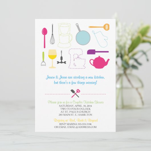 台所シャワーの招待に貯蔵して下さい 招待状 (スタンド正面)