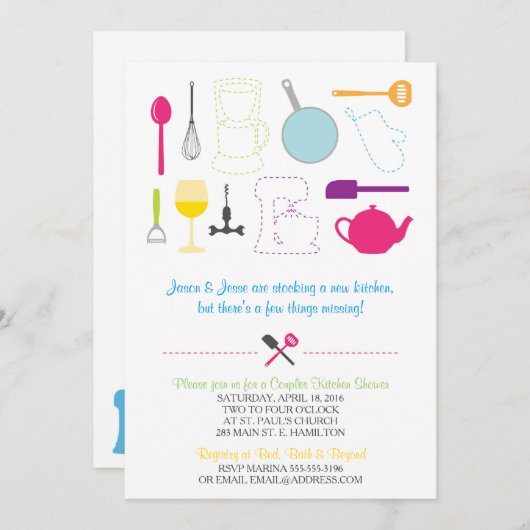 台所シャワーの招待に貯蔵して下さい 招待状 (正面/裏面)