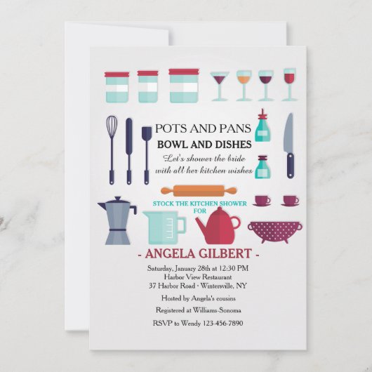 台所シャワーの招待状に貯蔵して下さい 招待状 (正面)