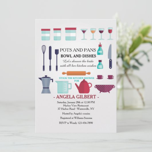 台所シャワーの招待状に貯蔵して下さい 招待状 (スタンド正面)