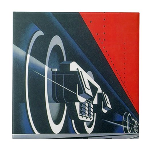 台所タイルの列車のロコモーティブのヴィンテージのアールデコ タイル (正面)