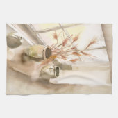 台所タオルの窓の水彩画の陶器 キッチンタオル (横)