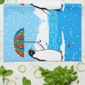 台所タオルの雪のペンギン キッチンタオル (折り畳み)
