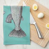 台所タオルの魚の芸術 キッチンタオル (四つ折り)