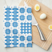 台所タオル: ウェールズのタペストリーのデザイン、明るい青 キッチンタオル (四つ折り)