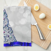 台所タオル-コバルトは木渦巻きます キッチンタオル (四つ折り)