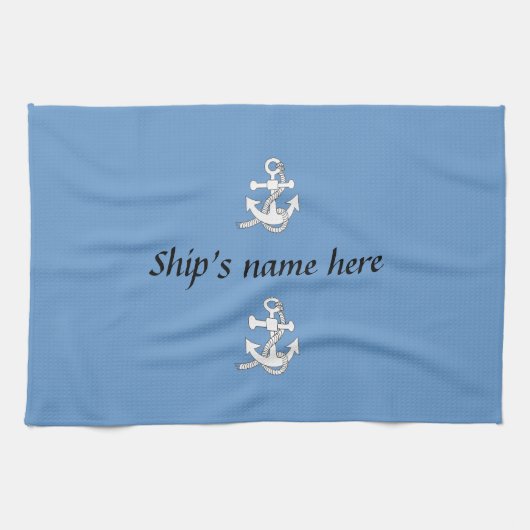 台所タオル-船の名前のいかり キッチンタオル (横)