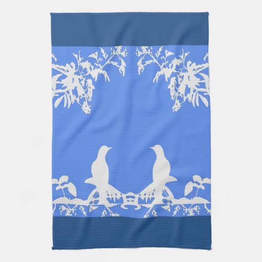 台所タオル-青か白いのWedgewoodのWhimsey キッチンタオル (縦)