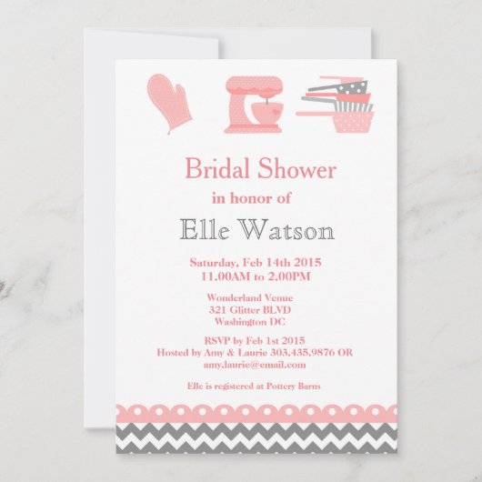 台所テーマのブライダルシャワー招待状、カスタム 招待状 (正面)