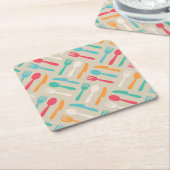 台所パターン3 スクエアペーパーコースター (アングル)