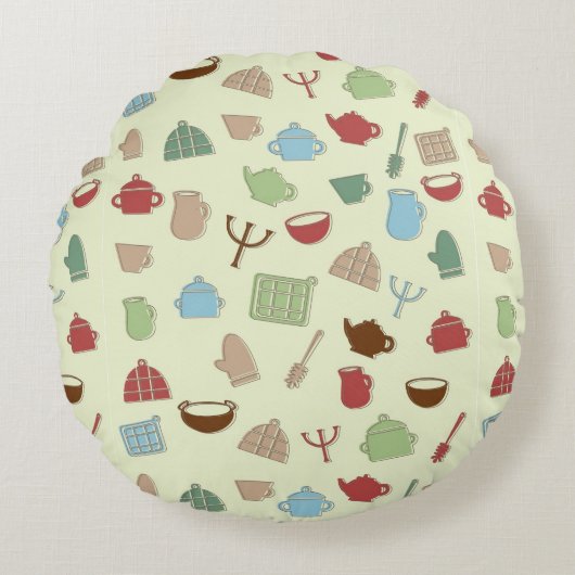 台所パターン ラウンドクッション (正面)