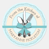 台所パーソナライズされたから出る道具 ラウンドシール (正面)