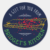 台所パーソナライズされたのラザニアのパスタ ラウンドシール (正面)