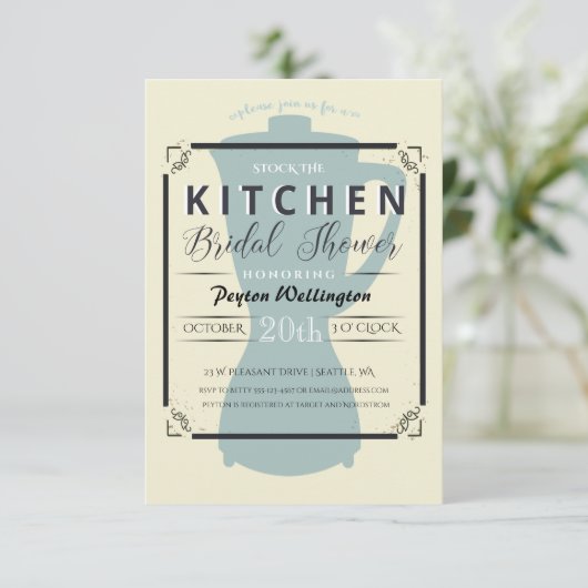 台所ブライダルシャワーの招待状に貯蔵して下さい 招待状 (スタンド正面)