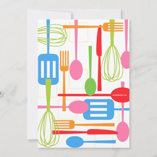 台所レトロのスタイルのブライダルシャワーに貯蔵して下さい 招待状 (裏面)