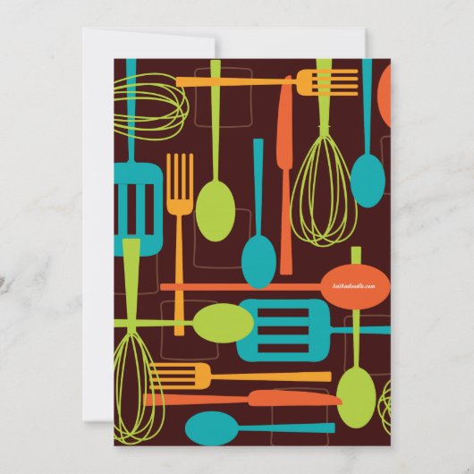 台所レトロのスタイルのブライダルシャワーに貯蔵して下さい 招待状 (裏面)