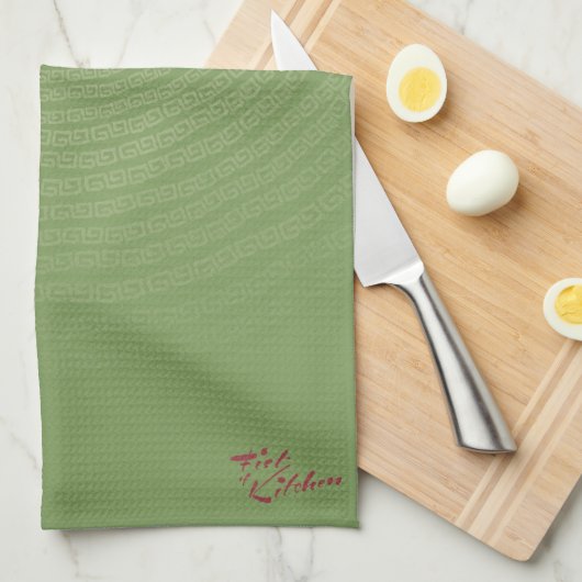 台所公式の茶Towlの握りこぶし キッチンタオル (四つ折り)