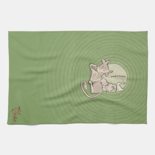 台所公式の茶Towlの握りこぶし キッチンタオル (横)