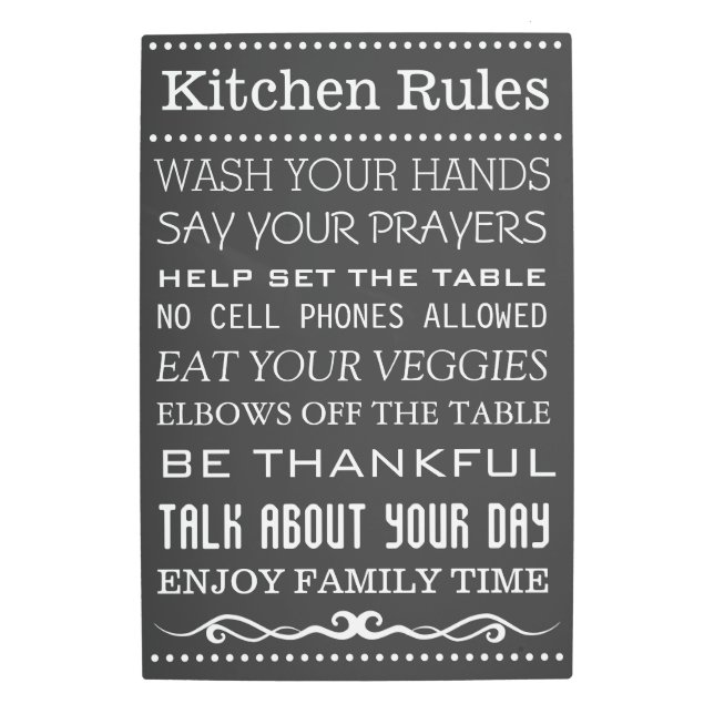 台所印|家族の規則の印|の台所規則 メタルプリント (正面)
