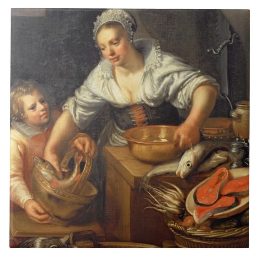 台所場面 タイル (正面)