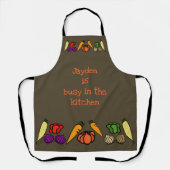 台所忙しで、野菜、あなたの名前 エプロン (正面)
