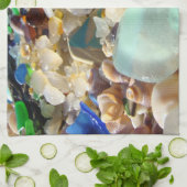 台所手タオルのカスタムで青いSeaglassの貝 キッチンタオル (折り畳み)