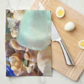 台所手タオルのカスタムで青いSeaglassの貝 キッチンタオル (四つ折り)