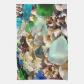 台所手タオルのカスタムで青いSeaglassの貝 キッチンタオル (縦)