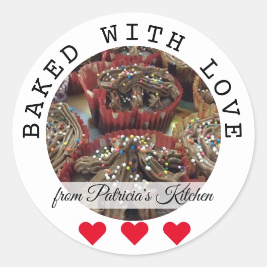 台所焼いたから愛のカップケーキを持って ラウンドシール (正面)