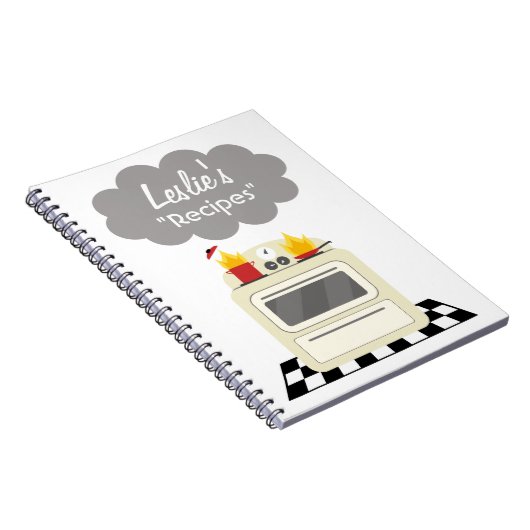 台所煙及び火のレトロのストーブのレシピのノート ノートブック (右側)