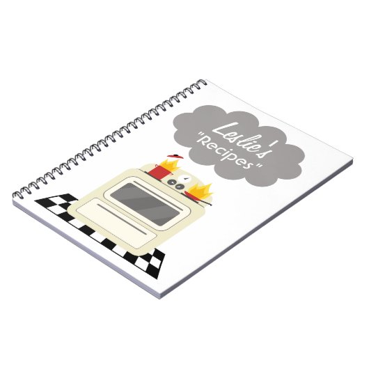 台所煙及び火のレトロのストーブのレシピのノート ノートブック (左側)