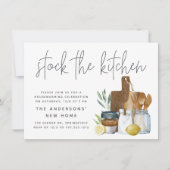 台所用モダン引っ越し祝いパーティーパーティー 招待状 (正面)