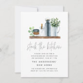 台所用モダン引っ越し祝いパーティーパーティー 招待状 (正面)