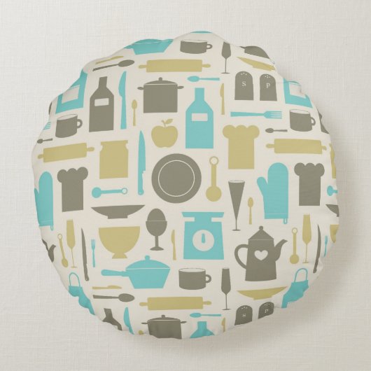 台所用具のパターン ラウンドクッション (裏面)