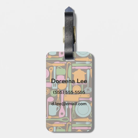 台所用具の模様3 ラゲッジタグ (裏面縦)