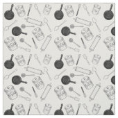 台所用具の模様-白黒 ファブリック (見本)