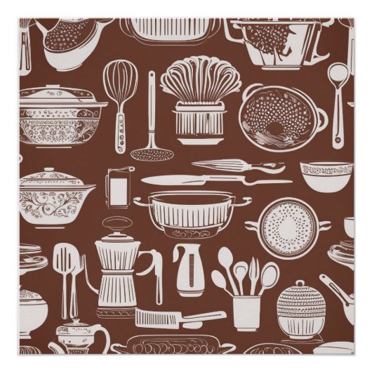 台所用具テーマ包装紙 ポスター (正面)