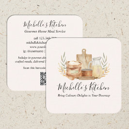 台所用具水彩家庭用食事サービス スクエア名刺