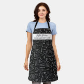 台所用具食品型名前をカスタムする黒 エプロン (着用した状態)