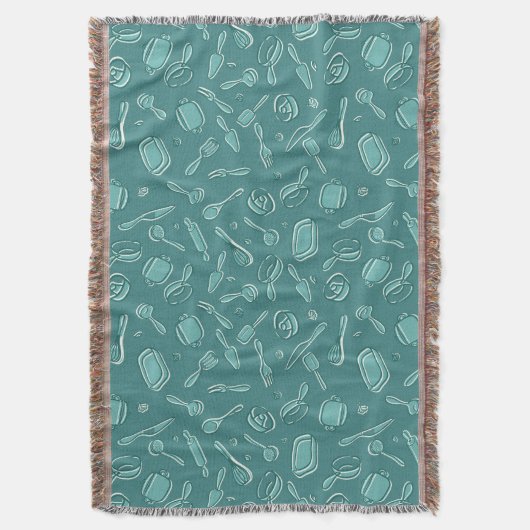 台所用品の模様 スローブランケット (正面縦)
