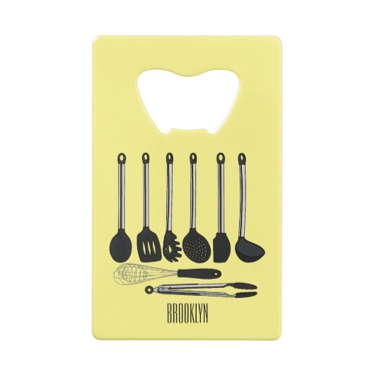 台所用品の漫画イラストレーション クレジットカード栓抜き (裏面)