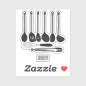 台所用品の漫画イラストレーション シール (シート)