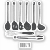 台所用品の漫画イラストレーション シール (正面)