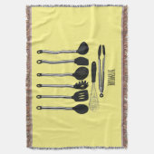 台所用品の漫画イラストレーション スローブランケット (正面縦)