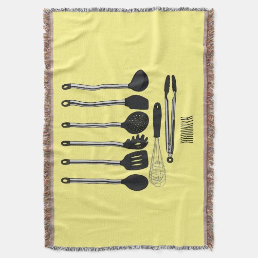 台所用品の漫画イラストレーション スローブランケット (正面縦)