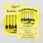 台所用品の漫画イラストレーション 招待状 (正面/裏面)