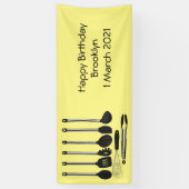 台所用品の漫画イラストレーション 横断幕 (縦)