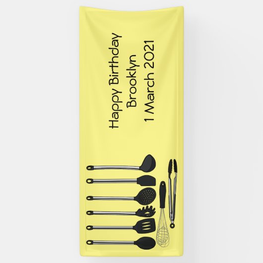 台所用品の漫画イラストレーション 横断幕 (縦)